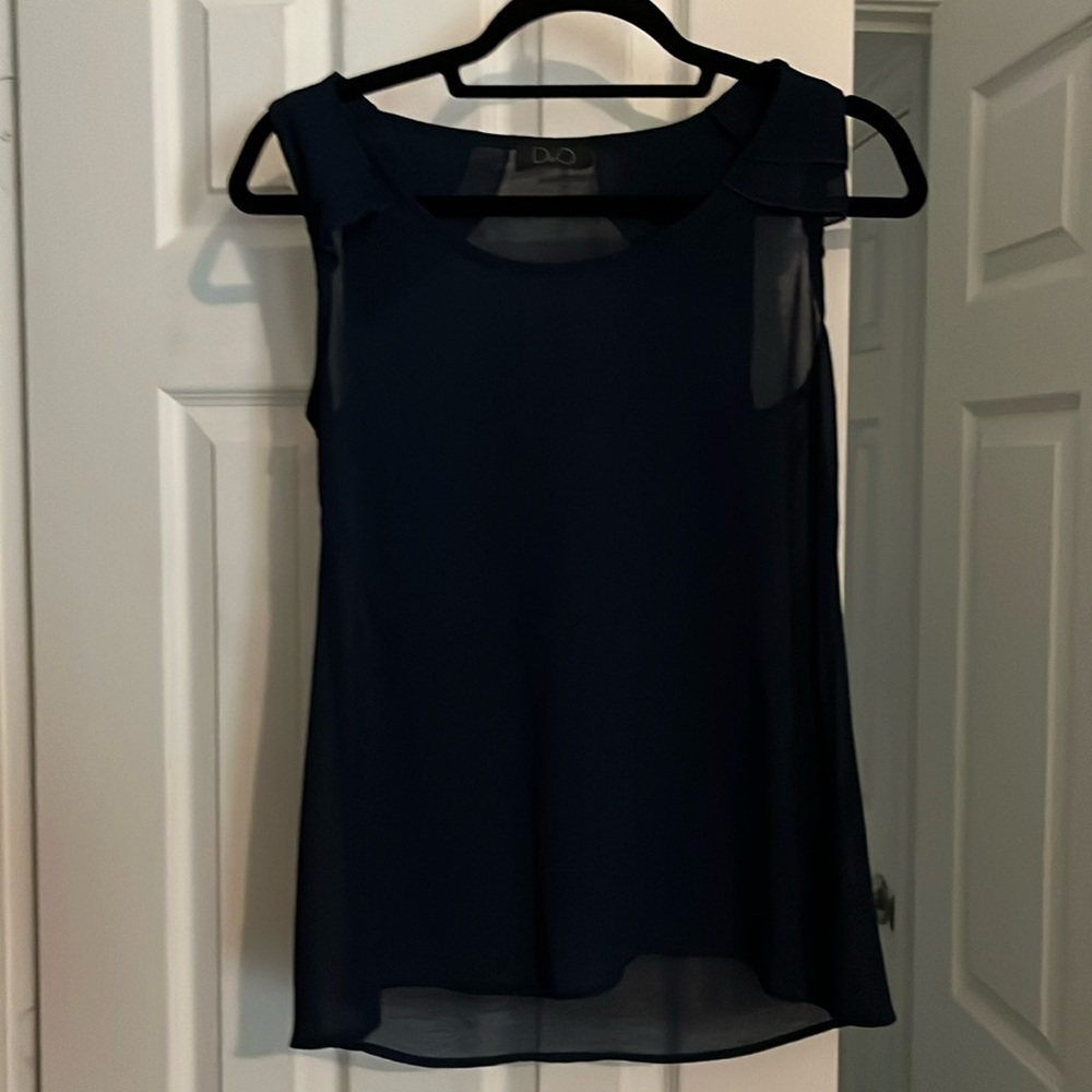 Duo Women’s Navy Sheer Blouse